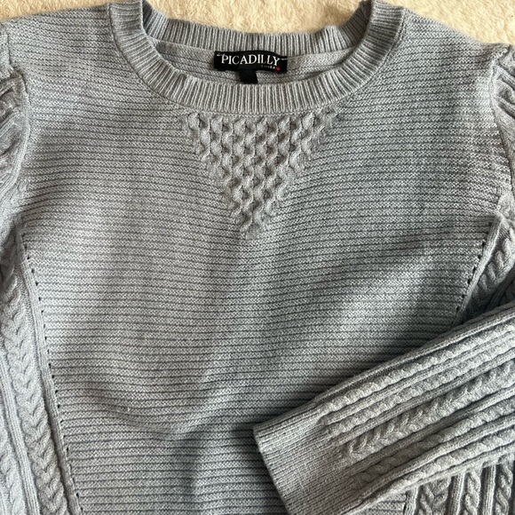 Picadilly Fashion Sweaters - Picadilly Fashion Light Gray Crew Neck Knit Sweater